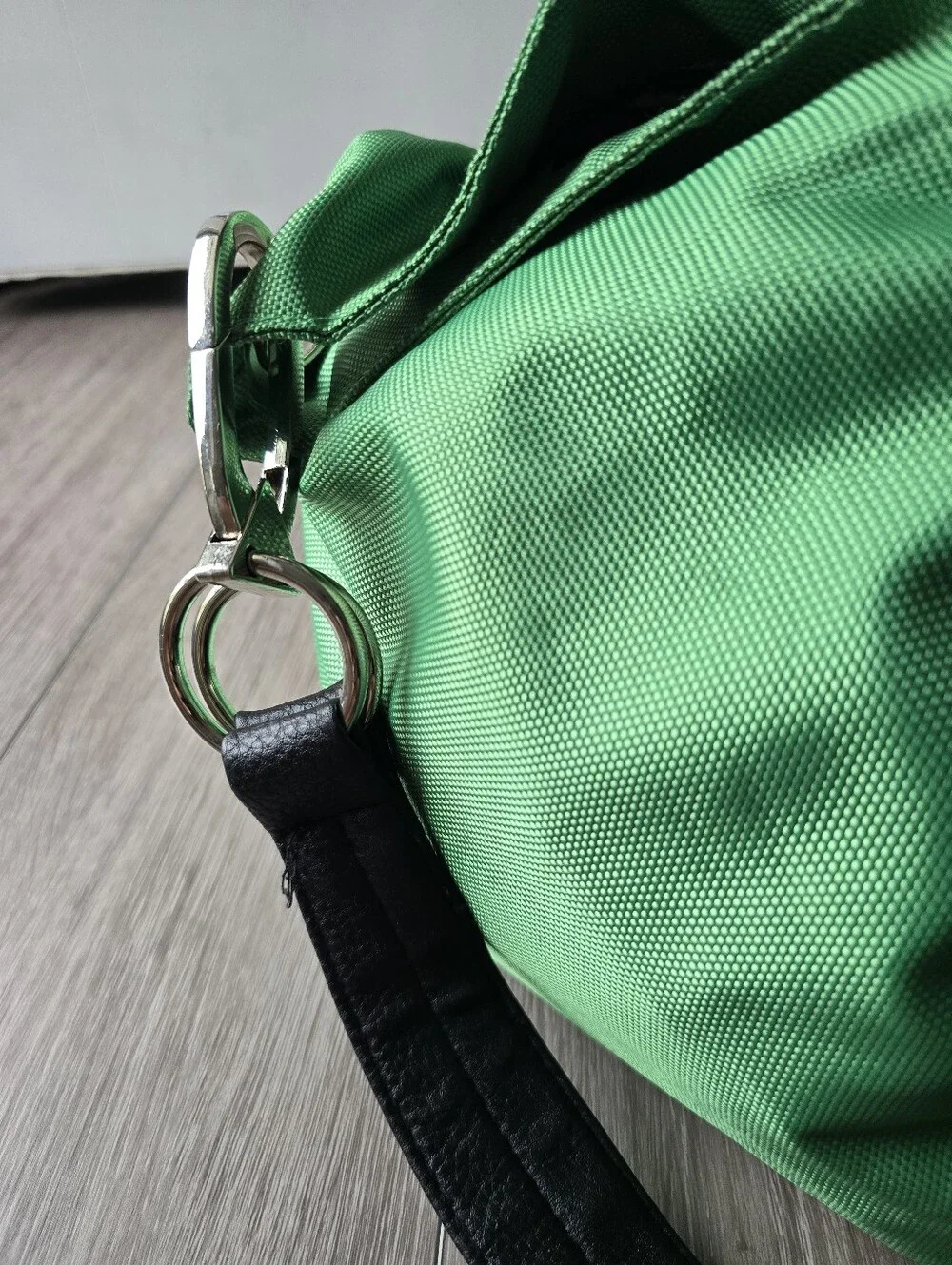 Braciano Green Nylon Hobo Shoulder Bag Y2K Silver O-Ring Zebra Print Lining